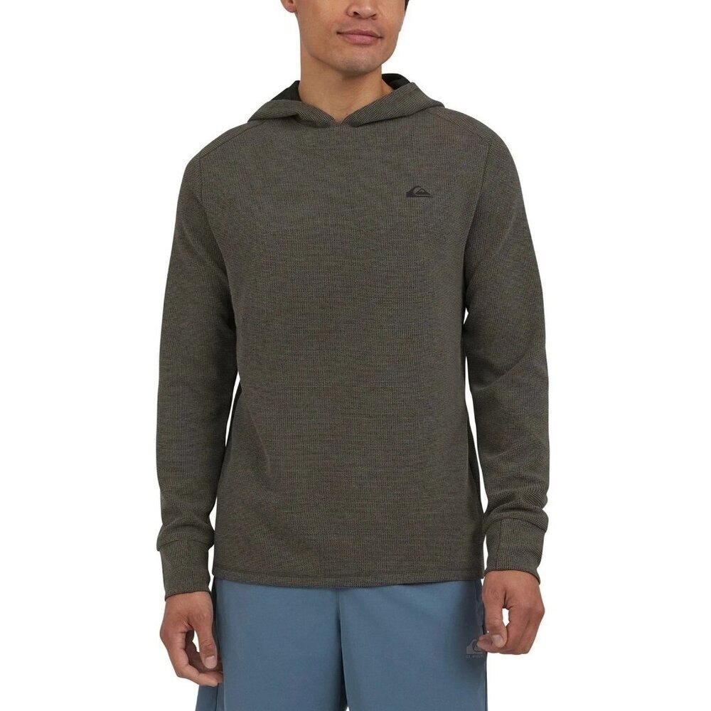 NEW Quiksilver Men's L Gray Pullover Hoodie Regular Fit 4-Way Stretch M0895